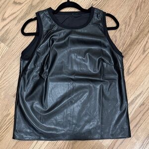 Black Faux Leather Sleeveless Top
